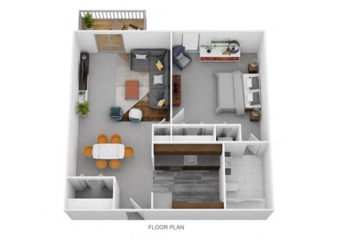 Floor plan for 1 bed, 1 bath, 552 sqft